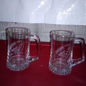 Set of two NFL etched football design drinking beer glasses